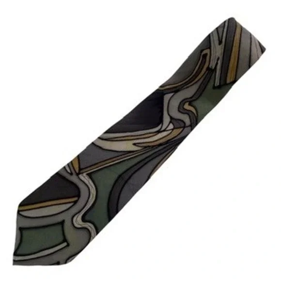 Robert Daskal 4x56" Silk Necktie Men Gray Abstract Hand Painted Larry Hope - Picture 8 of 9